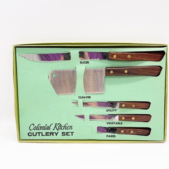 Vintage Hanford Forge Colonial Kitchen Stainless Steel Cutlery Set In Box Japan - Picture 11 of 12
